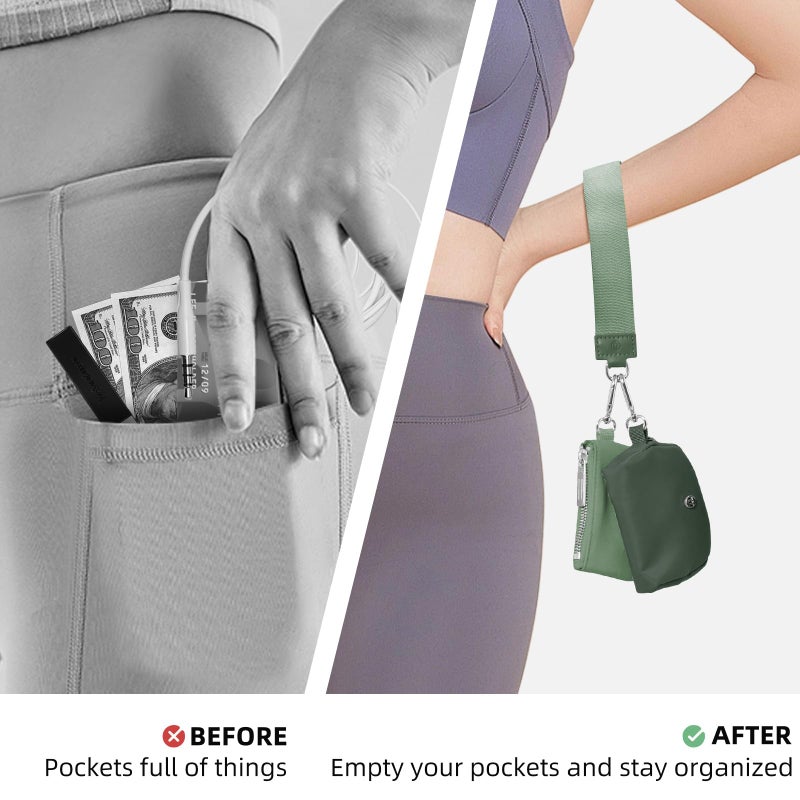 MEXS Keychain Wallet Mini Zip Around Wristlet Wallets for Women Detachable Dual Pouch Wristlet Portable Coin Purse Small Wallets - Image 2