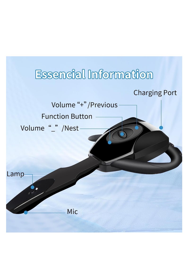 SYOSI Bluetooth Headset Wireless, Hanging Ear Bluetooth Earphone with Microphone, Standby Time 160 Hours, for Business Office Driving, Supports iPhone Android PS3 Headphones + Charging Case  Style 5 - Image 5