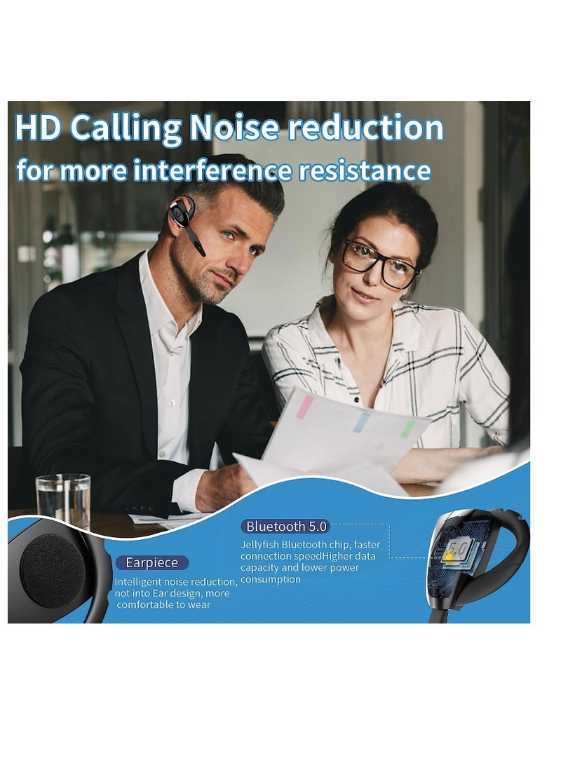 SYOSI Bluetooth Headset Wireless, Hanging Ear Bluetooth Earphone with Microphone, Standby Time 160 Hours, for Business Office Driving, Supports iPhone Android PS3 Headphones + Charging Case  Style 5 - Image 3