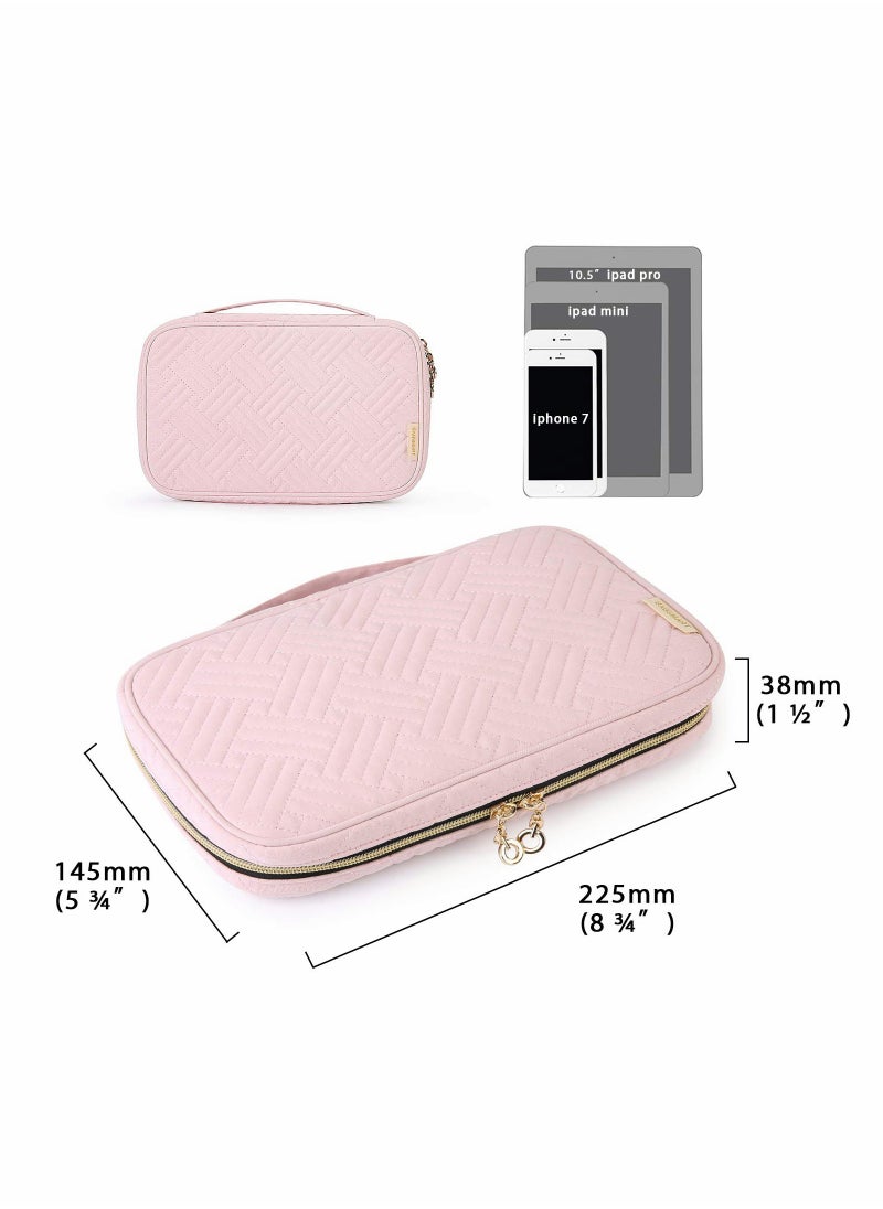 SYOSI - Jewelry Organizer Case Travel Jewelry Storage Bag for Necklace, Earrings, Rings, Bracelet, Soft Pink - Image 1