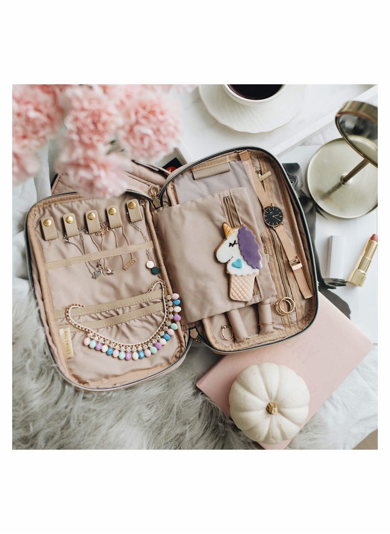 SYOSI - Jewelry Organizer Case Travel Jewelry Storage Bag for Necklace, Earrings, Rings, Bracelet, Soft Pink - Image 1