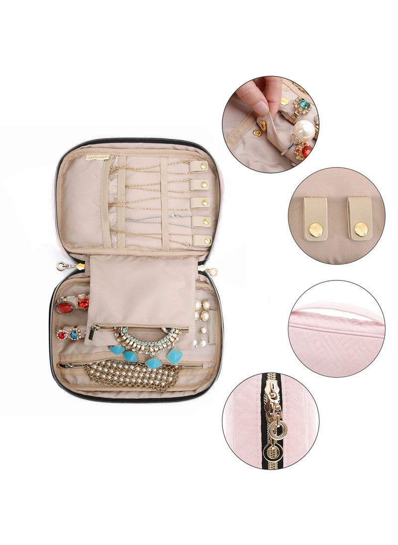 SYOSI - Jewelry Organizer Case Travel Jewelry Storage Bag for Necklace, Earrings, Rings, Bracelet, Soft Pink - Image 1