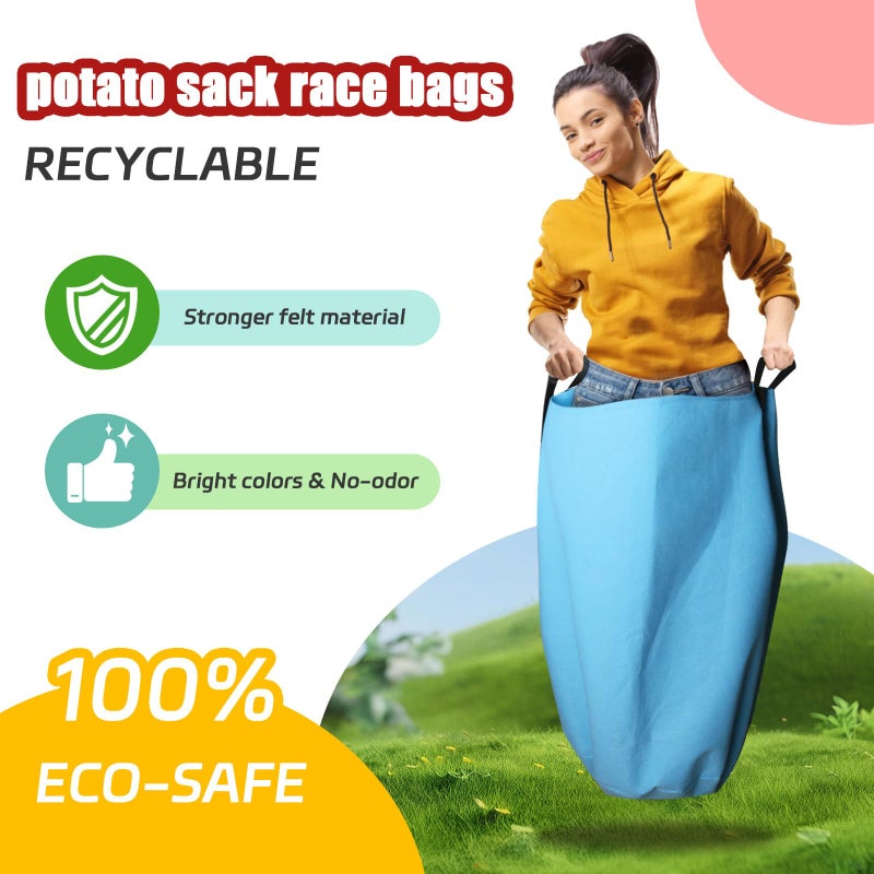 HolyMaji 4 Pack Potato Sack Race Bags  Heavy Gauge Felt Sack Race Bags with Handles for Adults and Kids  Outdoor Games Backyard Games  Birthday Party  Carnival Field Day Lawn Family Reunion - Image 4