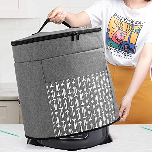 Yarwo Pressure Cooker Cover Compatible with Ninja Foodi 8 Quart Pressure Cooker, Double Layers Dust Cover with Top Handle and Pocket, Gray with Arrow (PATENTED DESIGN) - Image 2