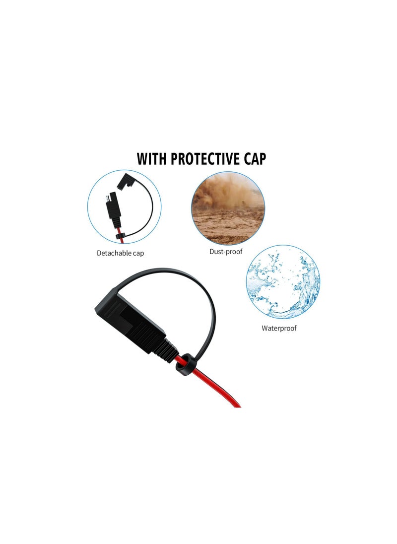 Generic - 16 Gauge SAE 2 Pin Quick Disconnect To O Ring Terminal Harness Connectors Cable for Battery Charger/Maintainer - Image 1
