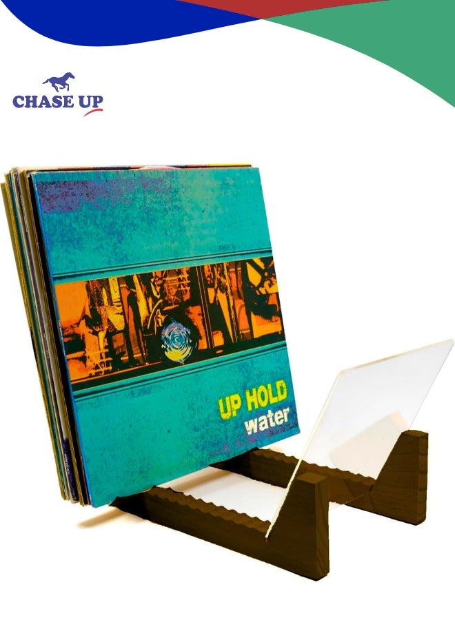 Chase Up Vinyl Record Storage Holder, Wooden LP Album Organizer Stand, Record Display Rack - Image 1