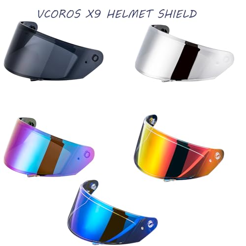 VCOROS درع استبدال خوذة دراجة نارية VCOROS X9 كامل الوجه 5 ألوان عدسة متاحة (أزرق كروم) - Image 5