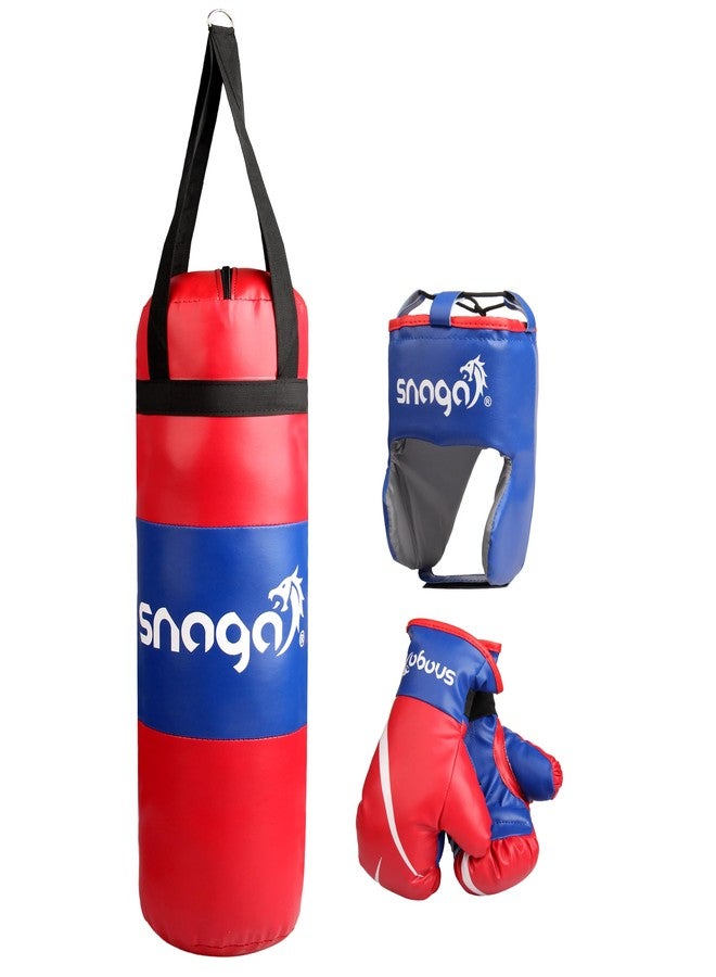 Snaga Kids Boxing Kit Set 19 Inch | Pack of 4 (Boxing Gloves, Head Guard & Punching Bag) | Great for Age 2 to 8 Years Old Girls & Boys (RED-Blue) - Image 1