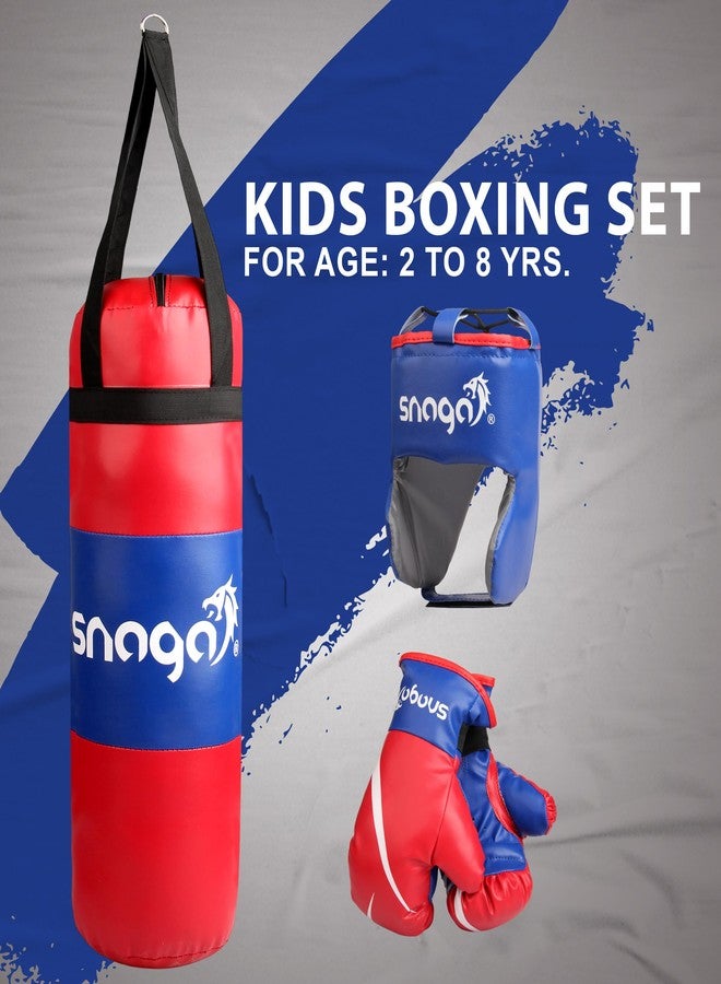 Snaga Kids Boxing Kit Set 19 Inch | Pack of 4 (Boxing Gloves, Head Guard & Punching Bag) | Great for Age 2 to 8 Years Old Girls & Boys (RED-Blue) - Image 2