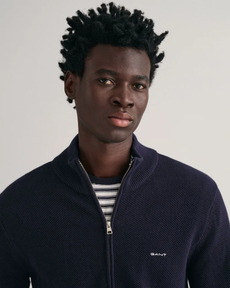 GANT  Gant Cotton Piqué Zip Cardigan for Men | Best Price UAE