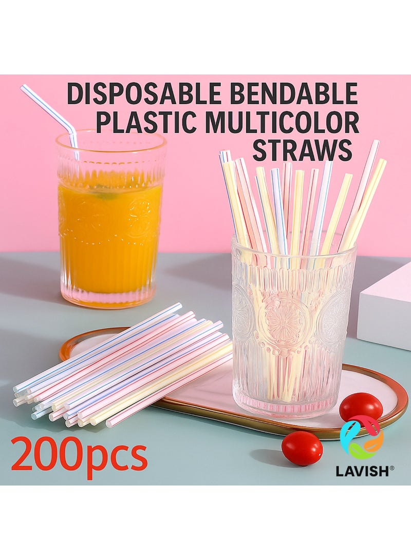 LAVISH Multicolor Flexible Plastic Straws | 200 Individually Wrapped | 24CM Long, 6MM Wide | BPA-Free Food-Grade Disposable Drink Stirrers for Juice, Smoothies, Milkshakes, Parties & Events - Image 4