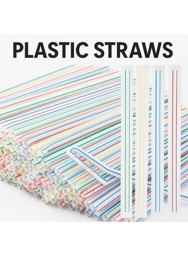 LAVISH Multicolor Flexible Plastic Straws | 200 Individually Wrapped | 24CM Long, 6MM Wide | BPA-Free Food-Grade Disposable Drink Stirrers for Juice, Smoothies, Milkshakes, Parties & Events - Image 2