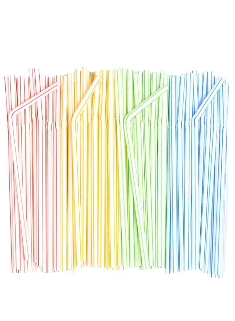 LAVISH Multicolor Flexible Plastic Straws | 200 Individually Wrapped | 24CM Long, 6MM Wide | BPA-Free Food-Grade Disposable Drink Stirrers for Juice, Smoothies, Milkshakes, Parties & Events - Image 1