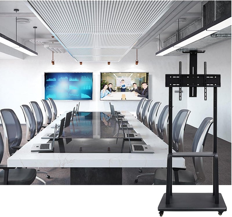 SKY-TOUCH Mobile TV Stand Cart,Rolling TV Stand,32”-70“ Floor TV Mount Stand,Height Adjustable with Lockable Casters,2 Tier AV Shelves for Large Flat Panel LED Screen,Max VESA 600 * 400mm - Image 5