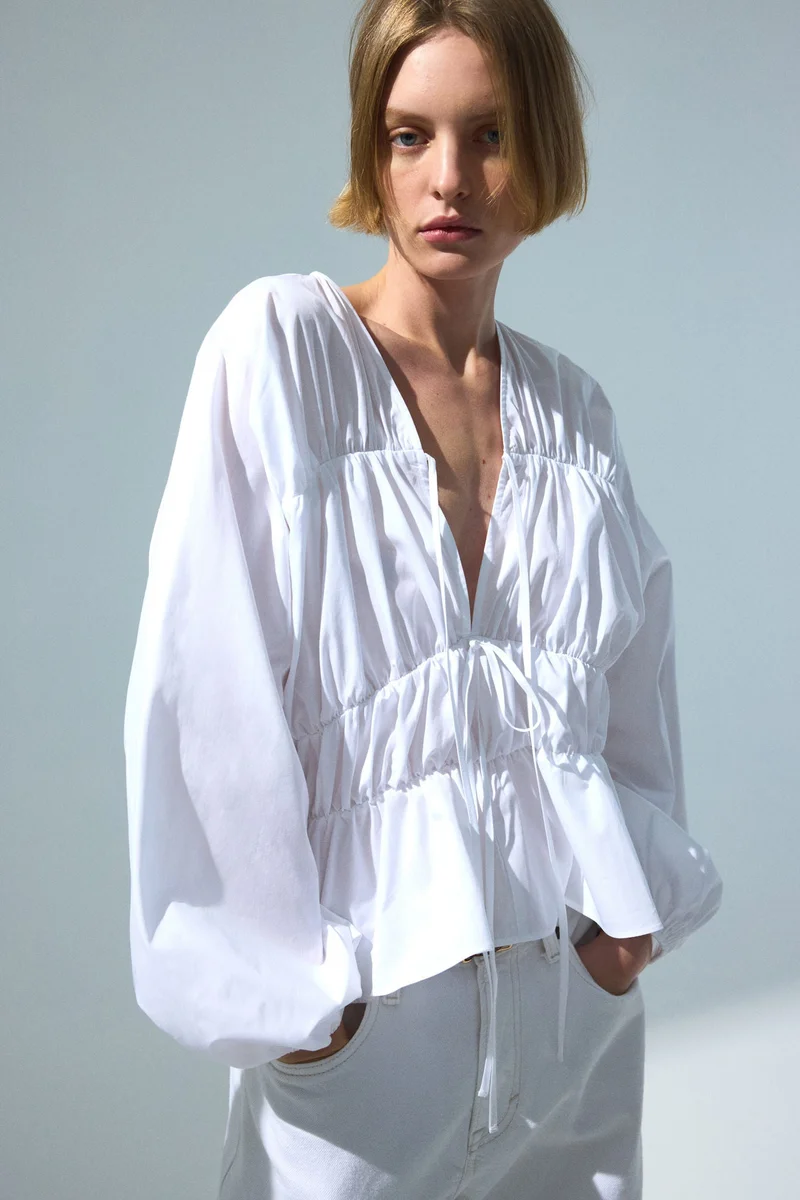 H&M Drawstring poplin blouse