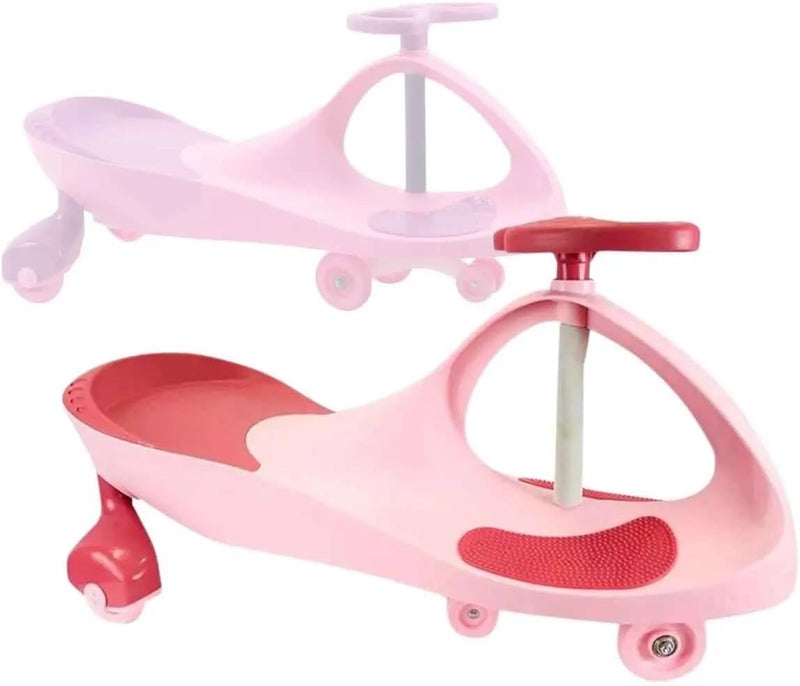 DORSA Twist and Turn Ride-On Swing Car with Light-Up Wheels for Kids - Pink - Image 3