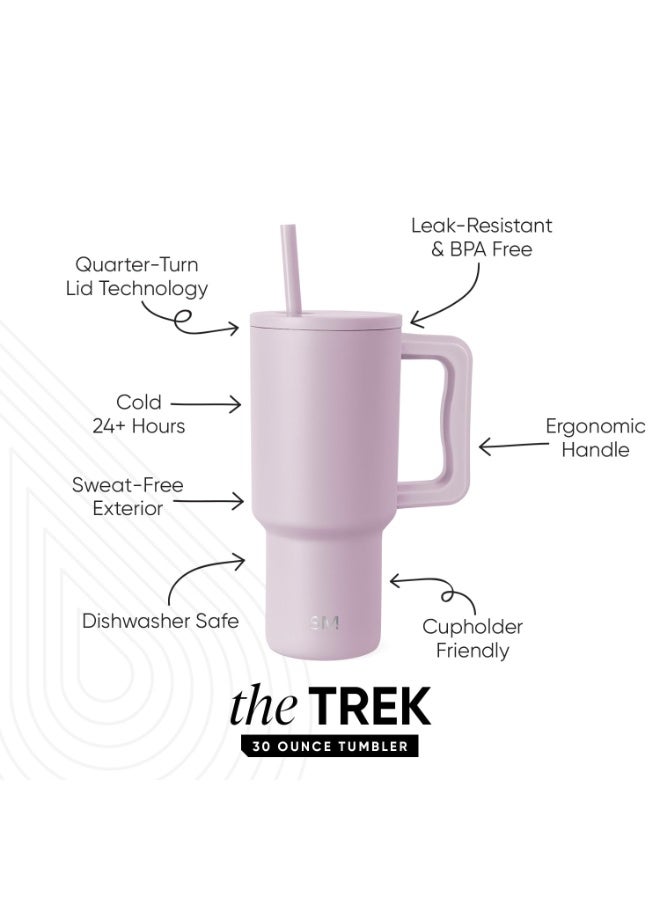 Simple Modern 30 oz Tumbler with Handle and Straw Lid | Insulated Cup Reusable Stainless Steel Water Bottle Travel Mug Cupholder Friendly | Gifts for Women Him Her | Trek Collection | Lavender Mist - Image 3