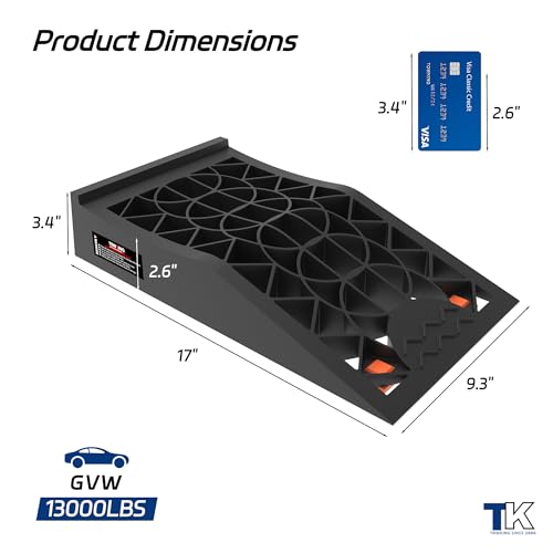 TOWKING Car Ramps for Oil Changes and Lift, Portable Low Profile Car Ramps for Garage, Heavy Duty Tire Ramps for Low Chassis Cars and Support Jack, 2pcs - Image 2