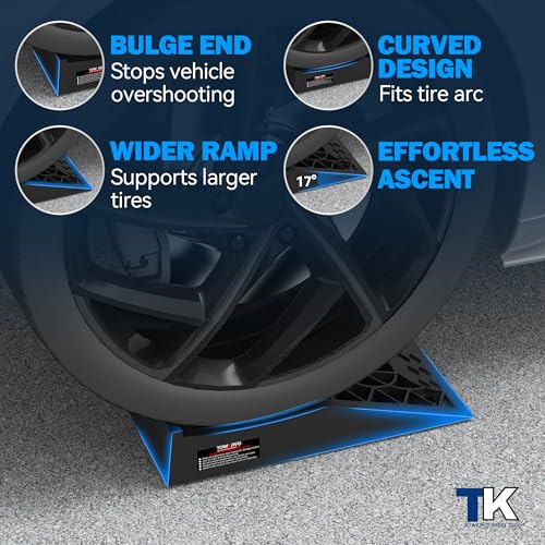 TOWKING Car Ramps for Oil Changes and Lift, Portable Low Profile Car Ramps for Garage, Heavy Duty Tire Ramps for Low Chassis Cars and Support Jack, 2pcs - Image 4