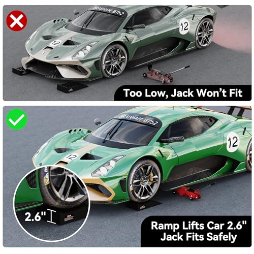 TOWKING Car Ramps for Oil Changes and Lift, Portable Low Profile Car Ramps for Garage, Heavy Duty Tire Ramps for Low Chassis Cars and Support Jack, 2pcs - Image 5