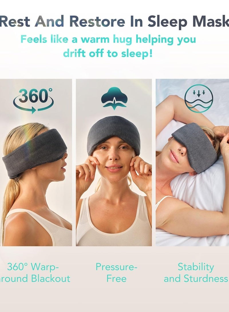 إس كيه جي SKG Restore Sleep Mask-100% Sleep Mask Blackout for Men Women, International Travel Essential, Large Size with Wide Width - Image 4