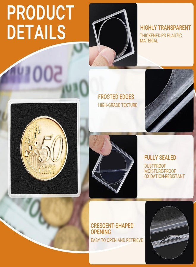 ENPOINT 120pcs Silver Dollar Coin Holders for Collectors - Clear Coin Capsules with 8 Sizes (17.5/19.5/21.2/24.3/26.5/30.6/38/40mm) Adjustable Black Gasket and Plastic Storage Box - Image 4