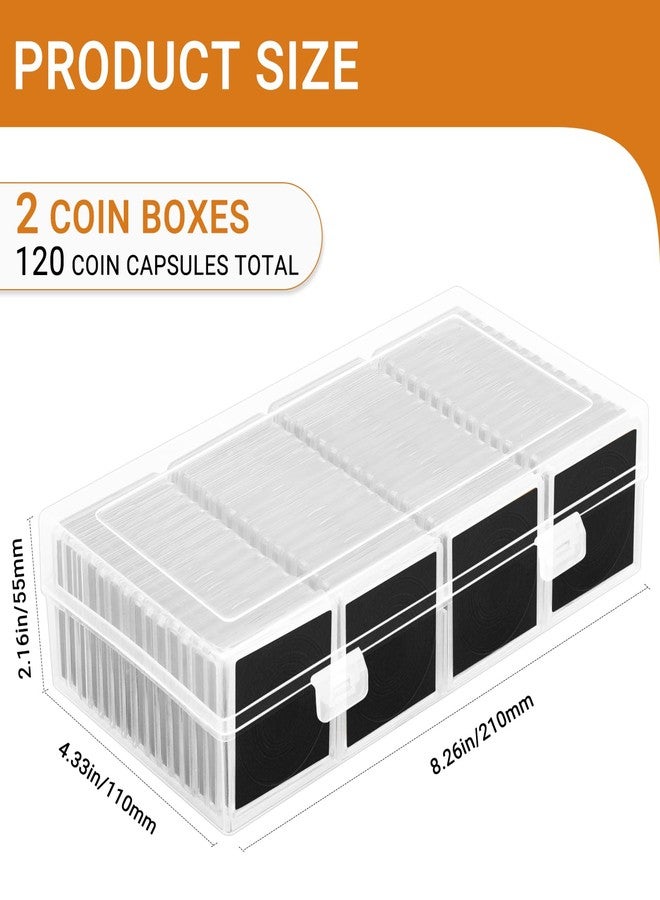 ENPOINT 120pcs Silver Dollar Coin Holders for Collectors - Clear Coin Capsules with 8 Sizes (17.5/19.5/21.2/24.3/26.5/30.6/38/40mm) Adjustable Black Gasket and Plastic Storage Box - Image 3