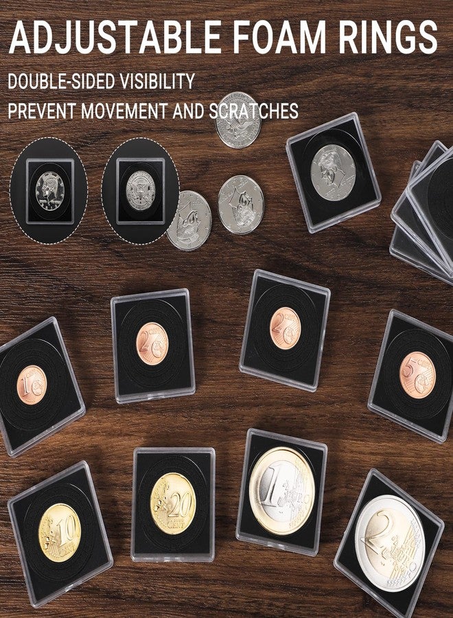 ENPOINT 120pcs Silver Dollar Coin Holders for Collectors - Clear Coin Capsules with 8 Sizes (17.5/19.5/21.2/24.3/26.5/30.6/38/40mm) Adjustable Black Gasket and Plastic Storage Box - Image 5