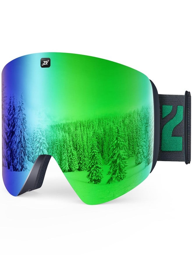 ZIONOR X11 Ski Snowboard Snow Goggles with Magnetic Interchangeable Cylindrical Lens Anti-fog UV Protection for Men Women Adult （VLT 17% Green Lens） - Image 1