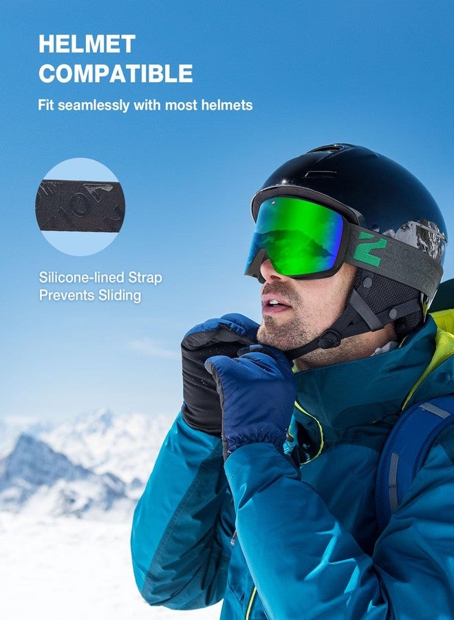 ZIONOR X11 Ski Snowboard Snow Goggles with Magnetic Interchangeable Cylindrical Lens Anti-fog UV Protection for Men Women Adult （VLT 17% Green Lens） - Image 3
