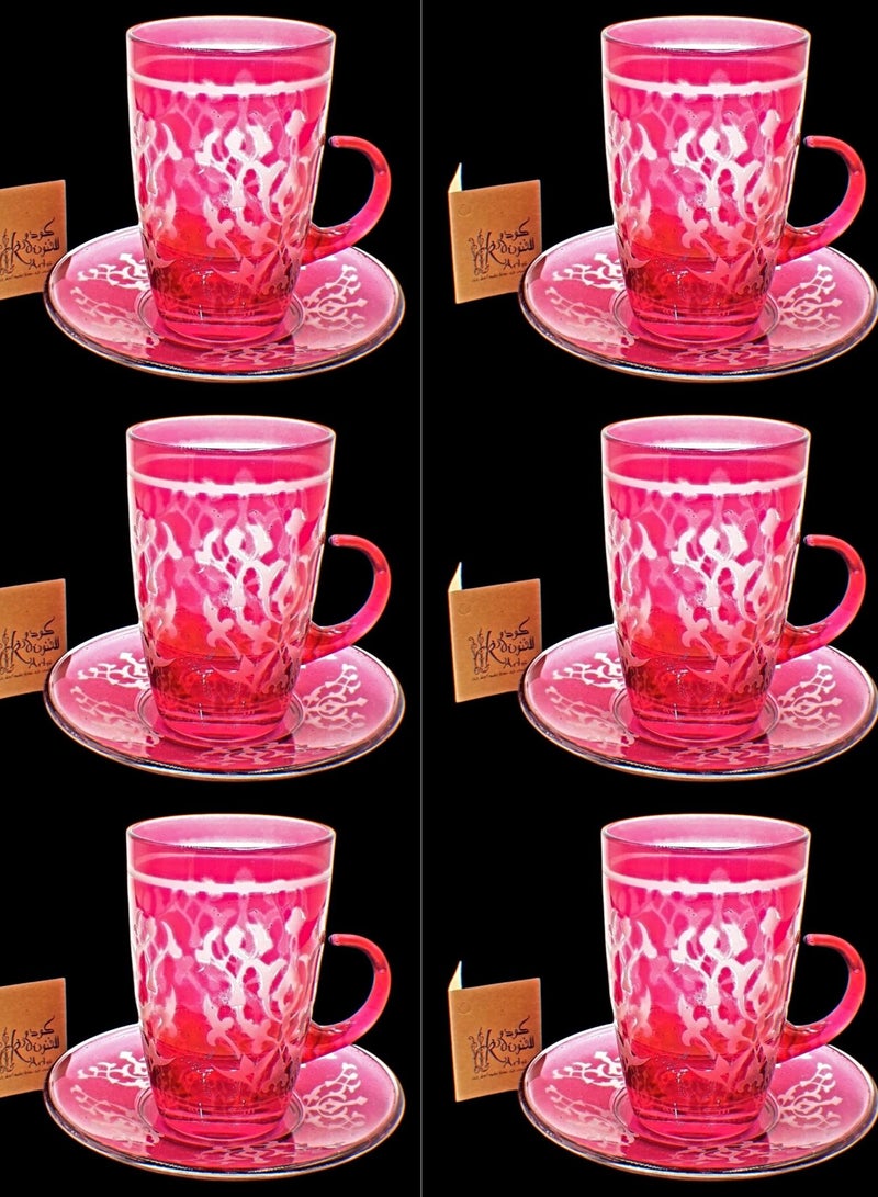 KuduArts Tea cups with saucer glass set 6 pieces - Image 1