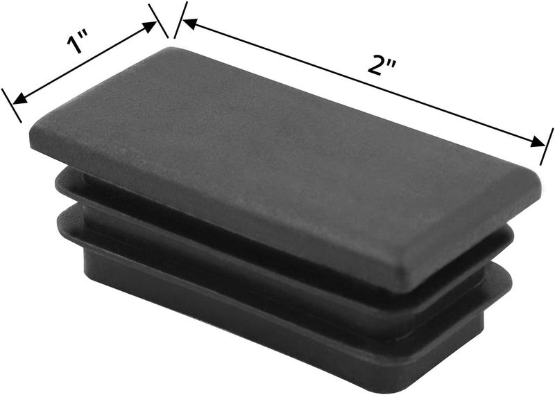 QWORK QWORK 10 PCS 1 X 2 Rectangle Black Plastic Plug End Cap for Pipe Tubing Chair Leg  - Image 5