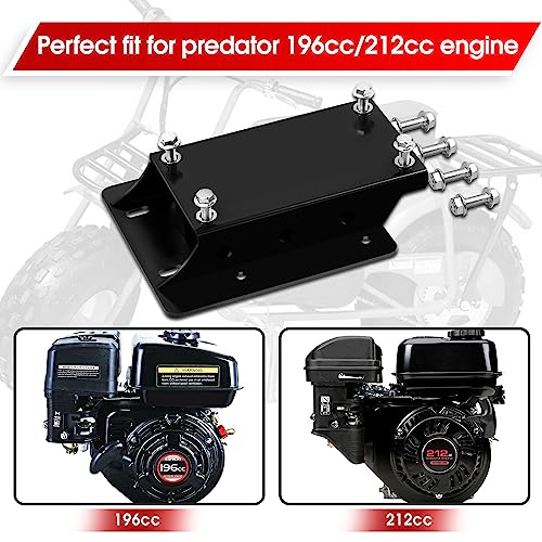 JY PERFORMANCE لوحة رفع محرك JY PERFORMANCE لتحويل العزم لسيارات Predator 196cc / 212cc على دراجات Coleman الصغيرة، باللون الأسود - ارتفاع 1 3/4 بوصة - Image 4