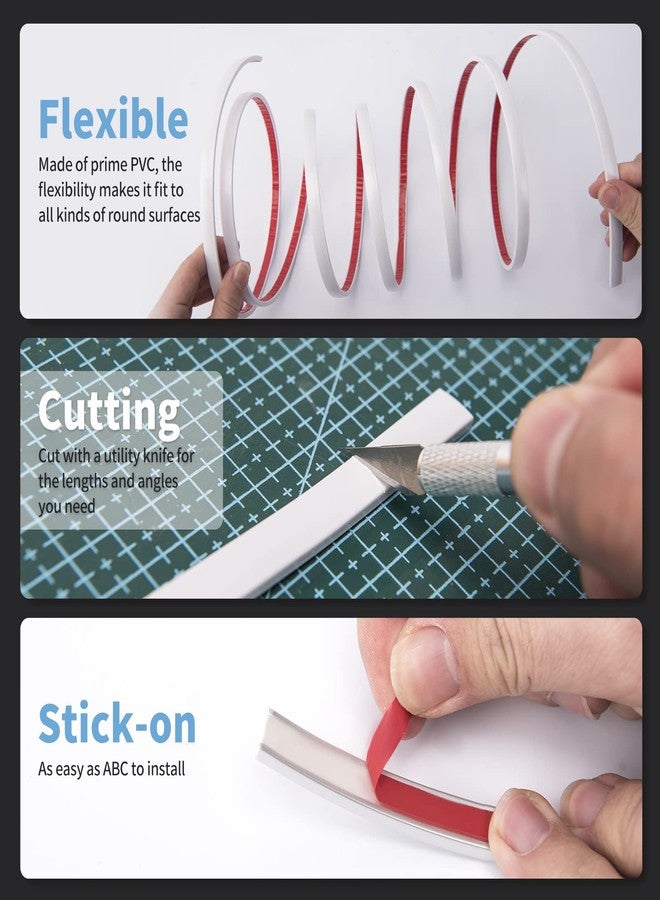 Art3d 10 Ft Peel and Stick Flexible Vinyl Molding Trim for Wall Tile Edges, Kitchen backsplash, Mirrior Frame in White - Image 4