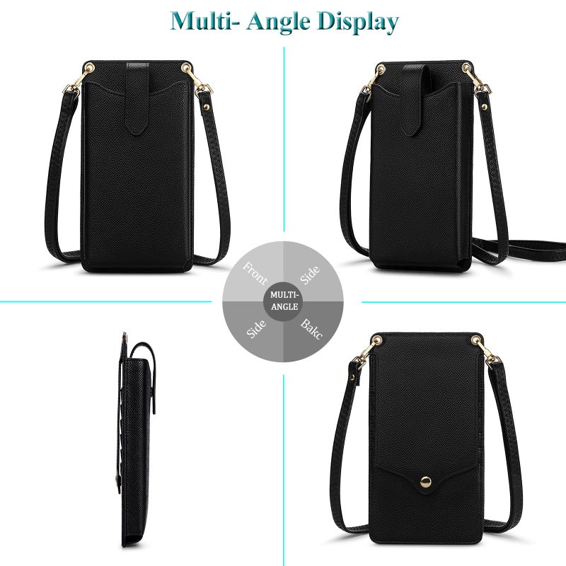 PEACOCKTION Peacocktion Small Crossbody Cell Phone Purse for Women, Lightweight Mini Shoulder Bag Wallet with Credit Card Slots (Black Litchi)  - Image 2