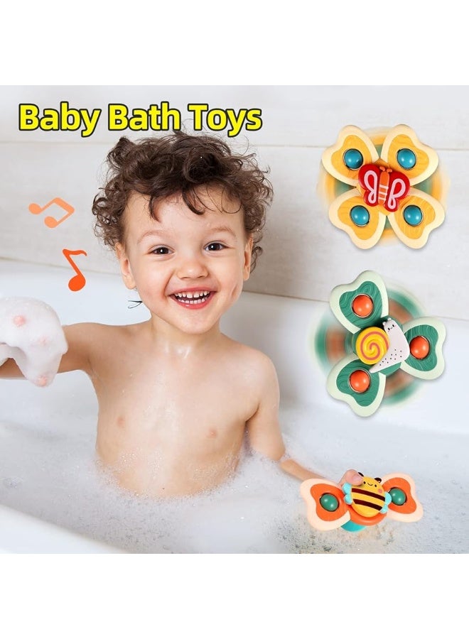 ALASOU 3PCS Suction Cup Spinner Toys for 1 Year Old Boy Girl|Spinning Tops Bath Toys for Kids Ages 1-3|Sensory Toys for Baby 6 12 18 Months Boy Birthday Gift - Image 2