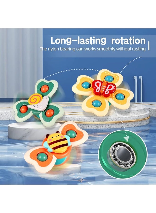 ALASOU 3PCS Suction Cup Spinner Toys for 1 Year Old Boy Girl|Spinning Tops Bath Toys for Kids Ages 1-3|Sensory Toys for Baby 6 12 18 Months Boy Birthday Gift - Image 3