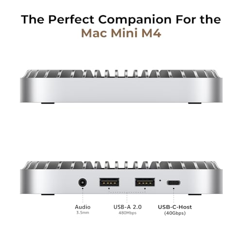 Raycue 40Gbps Aluminum Hub & Stand for New M4/M4 Pro Mac Mini (2024) with 40Gbps NVMe/M.2 SSD Enclosure, 2X USB-A, USB-C Host, 3.5mm Audio – Compatible with All New Mac Mini M4/M4 Pro - Image 2