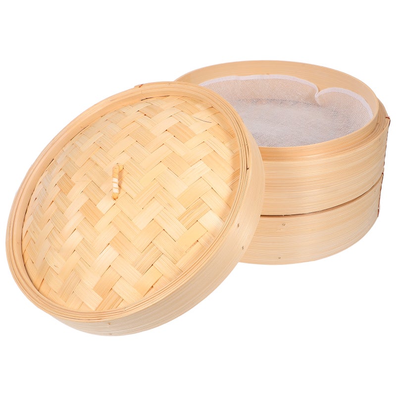1 Set Steamer Basket: Traditional Asian Steamer With Lid For Home Chinese Restaurant Dumplings Buns Vegetables Chicken Steaming - Image 1