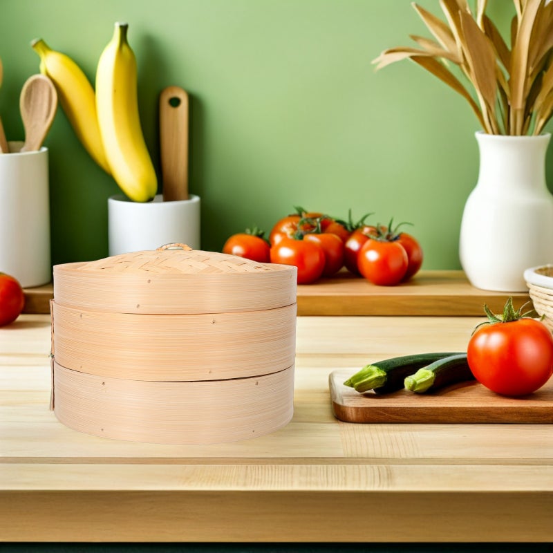 1 Set Steamer Basket: Traditional Asian Steamer With Lid For Home Chinese Restaurant Dumplings Buns Vegetables Chicken Steaming - Image 2