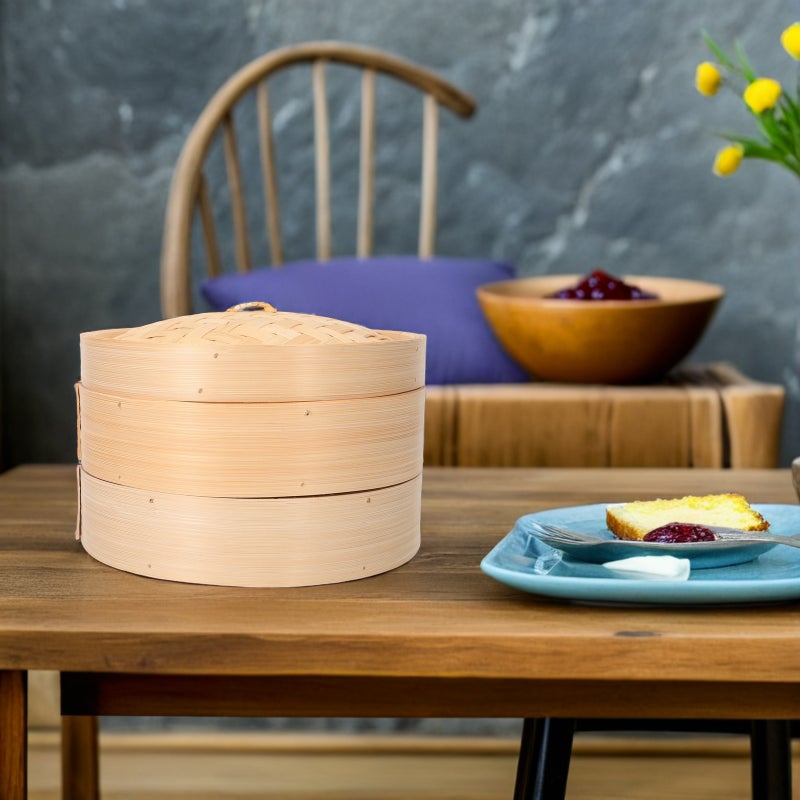 1 Set Steamer Basket: Traditional Asian Steamer With Lid For Home Chinese Restaurant Dumplings Buns Vegetables Chicken Steaming - Image 3