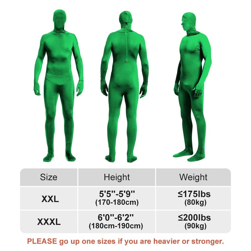 UTEBIT XXL Full Bodysuit Unisex Spandex Stretch Adult Costume Zentai Disappearing Man Body Suit, Green - Image 2