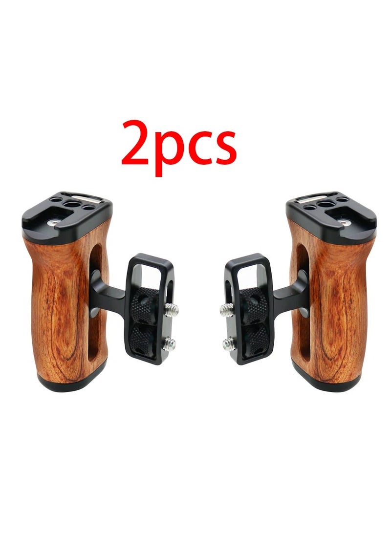 EVEREEN Universal Camera Cage Left Right Side Handle For Sony Canon Nikon Camera Cage Wooden Handle Grip Cold Shoe For Mic Video Light - Image 1