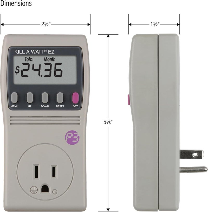 P3 International P4460 Kill A Watt EZ Electricity Usage Monitor - Energy Efficiency Tool in Grey - Image 2