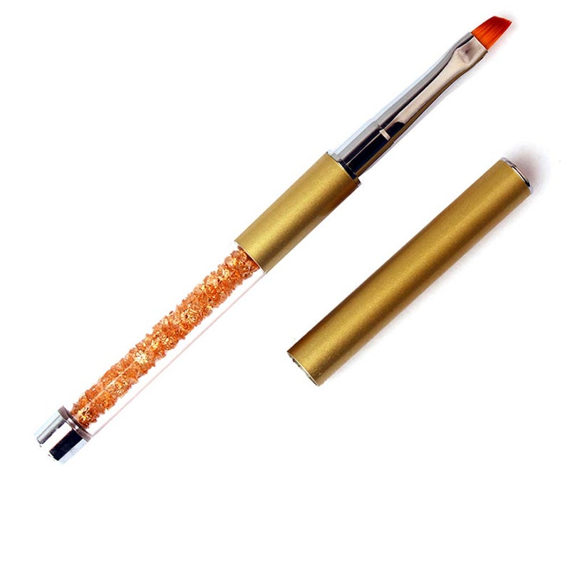 WOKOTO WOKOTO Nail Art Flat Painting Pens Nail Brush Acrylic Nail Brush For Nail Art Extension Rhinestones Handle Acrylic UV Gel Salon Pen Flat Brush For Nail Polish ApplicationTool