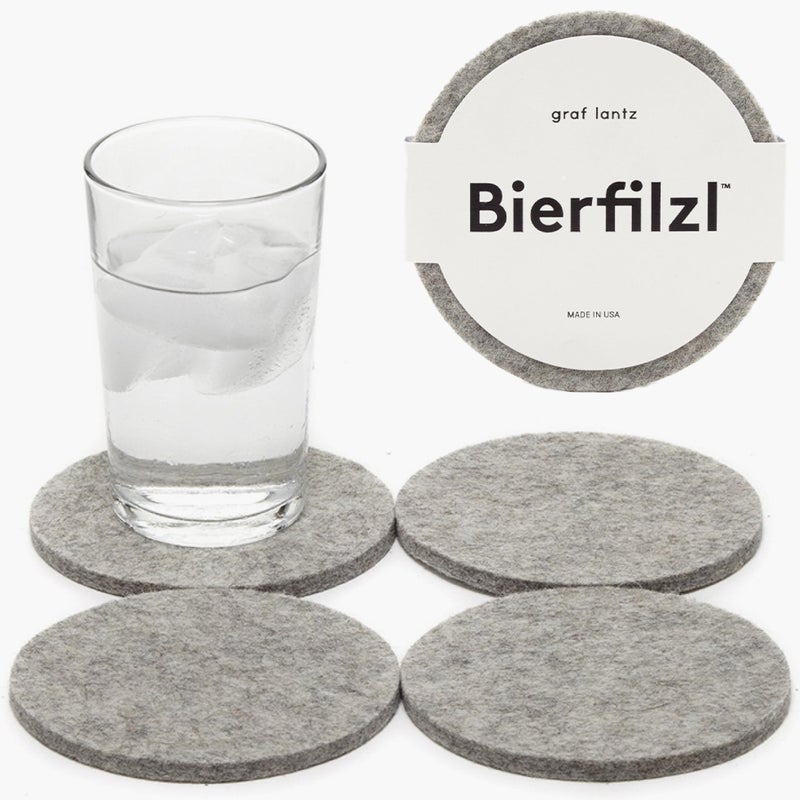 Graf Lantz - Bierfilzl Felt Coasters - Round - 100% Merino Wool - Moisture Wicking - Heat Resistant - Sustainable - Home Decor - Bar Decor - Housewarming Gift - 4 Coaster Set - 4 "" Circles - Granite - Image 1