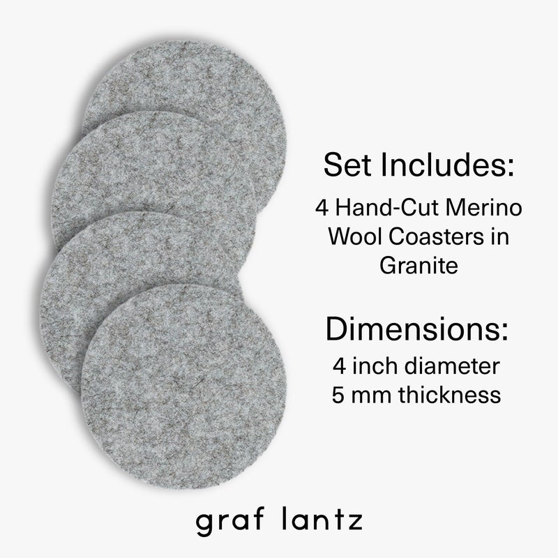 Graf Lantz - Bierfilzl Felt Coasters - Round - 100% Merino Wool - Moisture Wicking - Heat Resistant - Sustainable - Home Decor - Bar Decor - Housewarming Gift - 4 Coaster Set - 4 "" Circles - Granite - Image 4