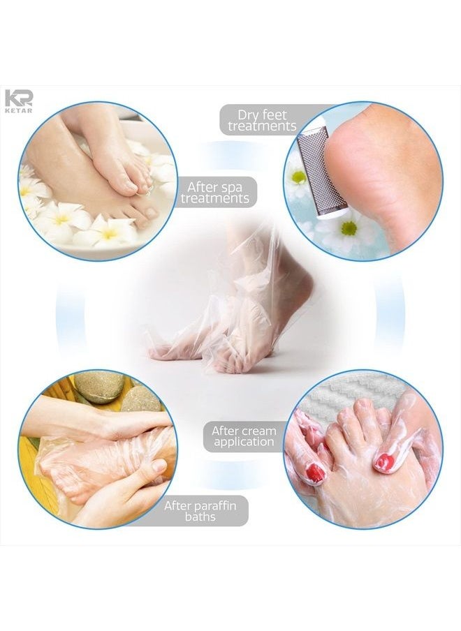 KETAR - Feet Covers Disposable Moisturizer Socks - 200 Pcs Foot Moisturizing Socks Plastic Socks Pedicure Foot Spa Socks for Women - Feet Wax Paraffin Medicated Socks Wax Feet Care Paraffin Bath Foot Socks - Image 1