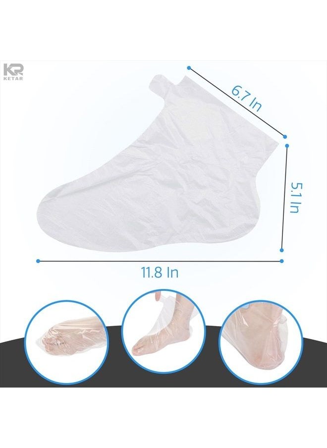 KETAR - Feet Covers Disposable Moisturizer Socks - 200 Pcs Foot Moisturizing Socks Plastic Socks Pedicure Foot Spa Socks for Women - Feet Wax Paraffin Medicated Socks Wax Feet Care Paraffin Bath Foot Socks - Image 1