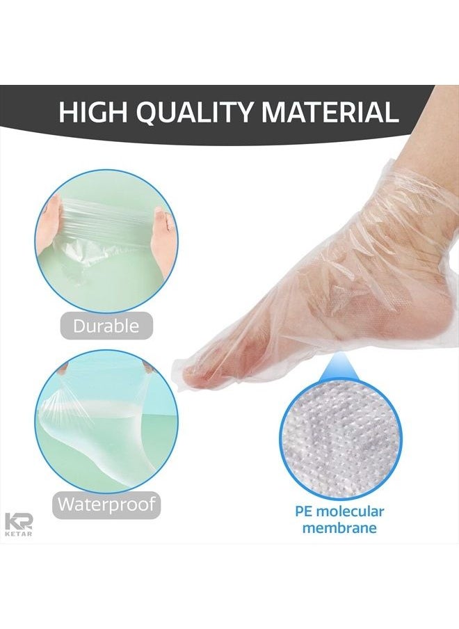 KETAR - Feet Covers Disposable Moisturizer Socks - 200 Pcs Foot Moisturizing Socks Plastic Socks Pedicure Foot Spa Socks for Women - Feet Wax Paraffin Medicated Socks Wax Feet Care Paraffin Bath Foot Socks - Image 1